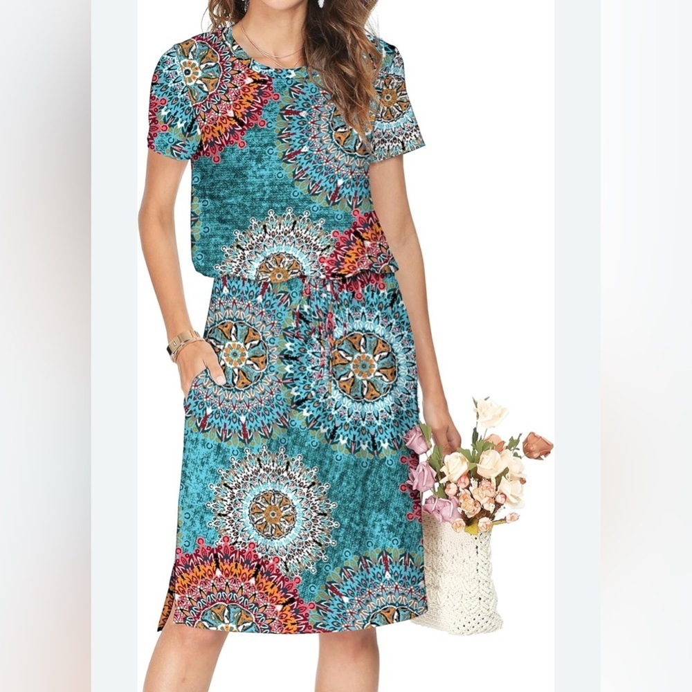 Blue and Orange Maxi Skirt‎ Set for Cocktail